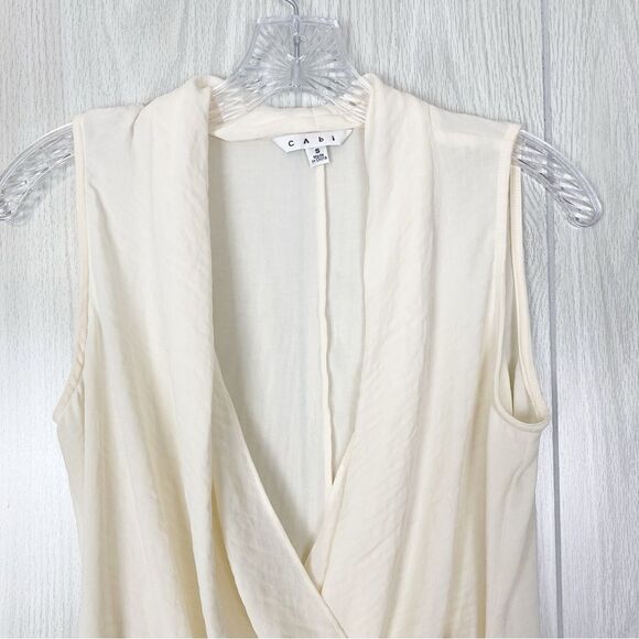 Cabi | Cream Crossover Wrap Style Blouse Size Small - Picture 3 of 11